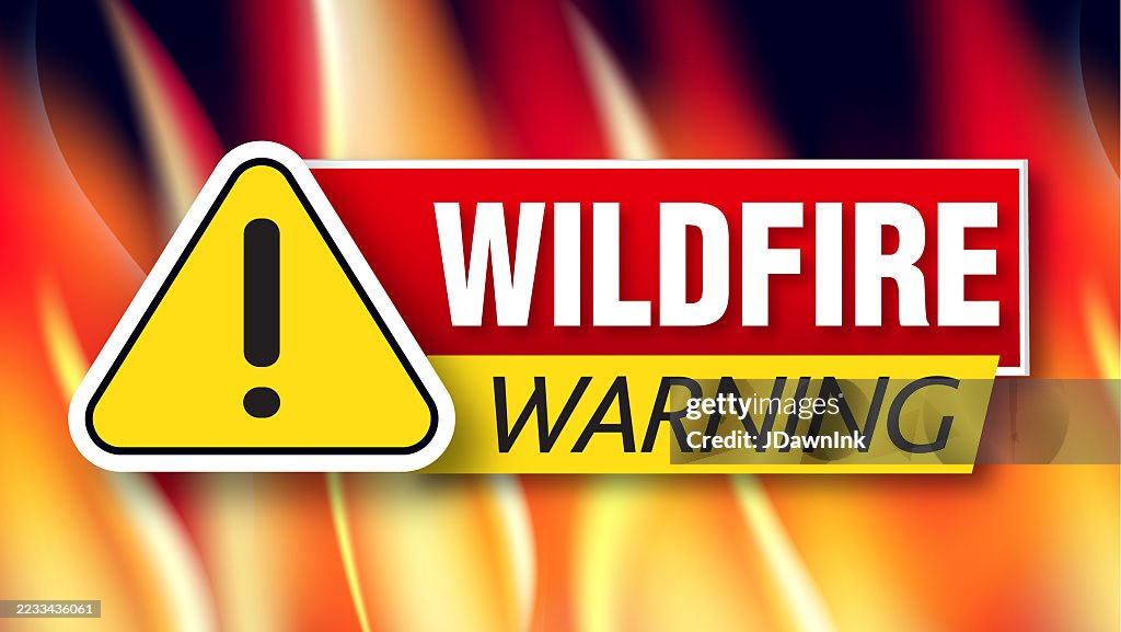 Wildfire Risk Sign Wildfire Warning News Alert Sign Concept Web Banner Template Background ...
