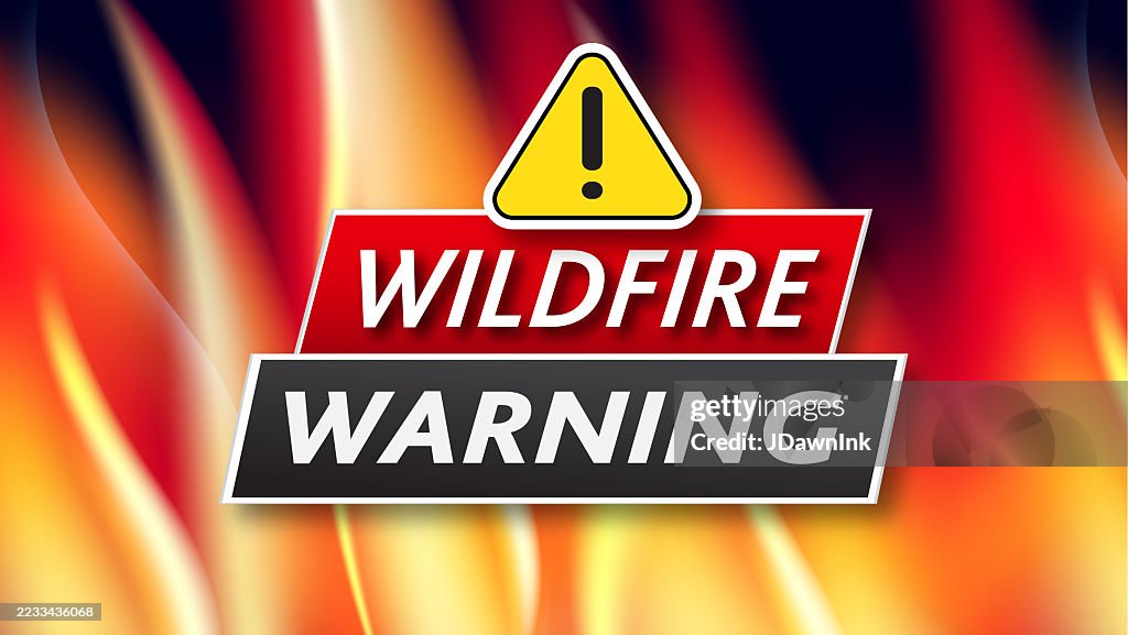 Wildfire Risk Sign Wildfire Warning News Alert Sign Concept Web Banner Template Background ...