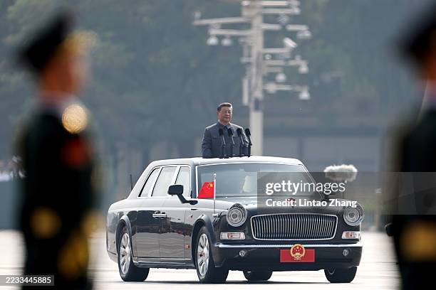 China’s President Xi Jinping attends a military parade marking the 80th anniversary of victory over Japan and the end of World War II, in Tiananmen...