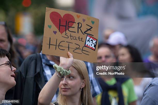 Few hundred people take part in a protest against AFD in Essen, Germany, near the central station on September 6 a few days ahead of the local...
