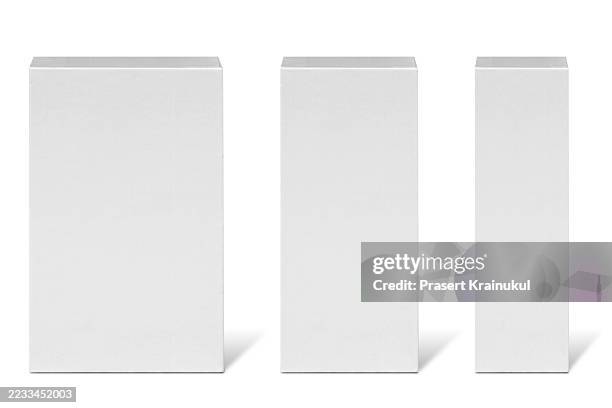 white rectangular cardboard box isolated on background - rectangular box mockup stock pictures, royalty-free photos & images