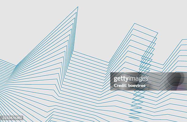 illustrazioni stock, clip art, cartoni animati e icone di tendenza di sfondo del modello di polilinea geometrica blu - prospettiva lineare