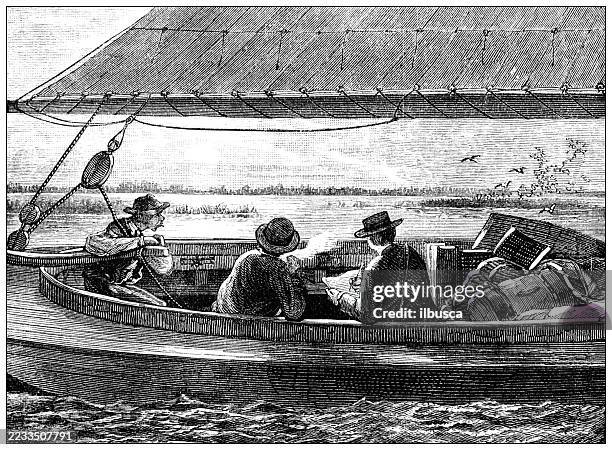 new jersey, crossing barnegat bay - jersey shore stock illustrations