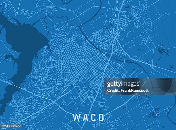 waco tx city vector road map blue horizontal - waco stock illustrations