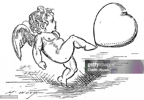 cupid kicking heart - cupid stock illustrations