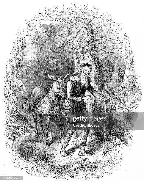 friar ass - seniors hiking stock illustrations