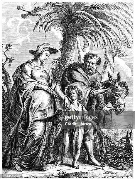 flemish painters, "the flight into egypt" - peter paul rubens painter stock illustrations
