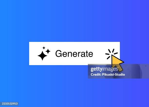 ai generate button with cursor click on blue gradient background - applying wallpaper stock illustrations