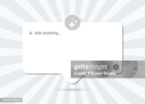 AI Chat Input Box Interface with Icons on Light Background, Virtual Assistant Conversation Window AI Chat Input Box Interface with Icons on Light Background, Virtual Assistant Conversation Window