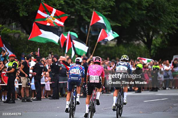 Mikel Landa of Spain and Team Soudal Quick-Step, Esteban Chaves of Colombia and Team EF Education - EasyPost and Ivan Garcia Cortina of Spain and...