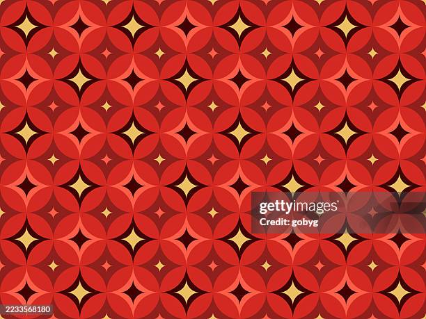 seamless christmas stars pattern - textile patch round stock illustrations