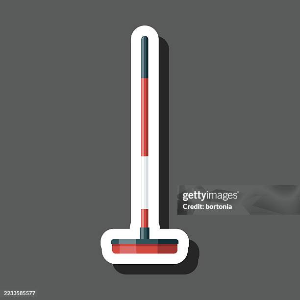 curling broom sticker icon - empty skating rink stock illustrations