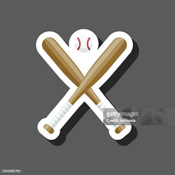 baseball-aufkleber-symbol - baseballschläger stock-grafiken, -clipart, -cartoons und -symbole