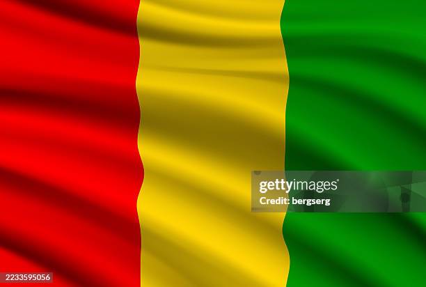 flag of guinea. vector waving flag background. high detailed realistic illustration - guinea flag stock illustrations