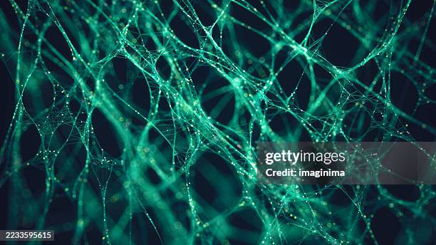 artificial neural network and deep learning concept - célula imagens e fotografias de stock
