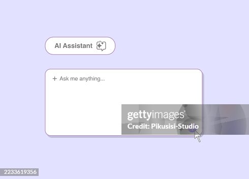 Minimal AI Assistant Chat Interface, AI Chat Input Box Interface with "Ask Me Anything" Text on Pastel Purple Background Minimal AI Assistant Chat Interface, AI Chat Input Box Interface with "Ask Me Anything" Text on Pastel Purple Background