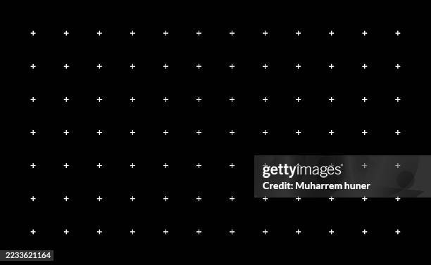 minimal plus sign grid pattern on black background - graph paper stock illustrations
