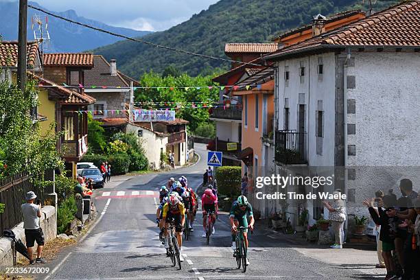 Jesus Herrada of Spain and Team Cofidis and Mads Pedersen of Denmark and Team Lidl - Trek - Green Points Jersey compete in the breakaway during the...