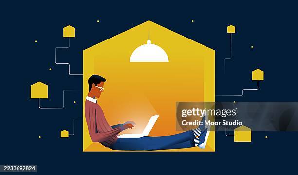 connection, remote working vector illustration - freelance work stock illustrations