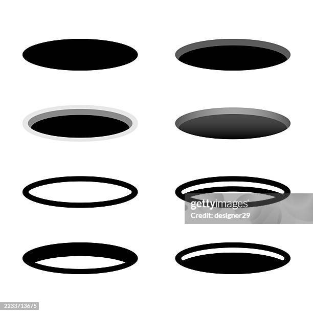 golf or rabbit hole vector set - hole stock illustrations