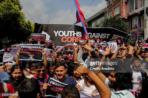 Nepalese youth stage an anti-government protest in Kathmandu, Nepal, on September 8, 2025. According to reports, eight protesters have been killed...