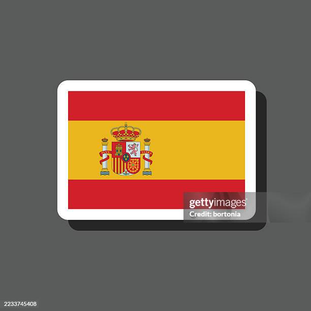 spain flag sticker icon - spain flag stock illustrations