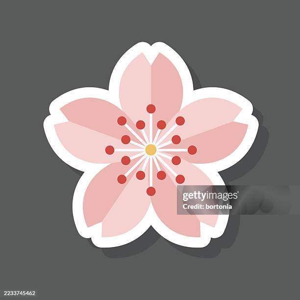 sakura blossom sticker icon - sakura petal stock illustrations