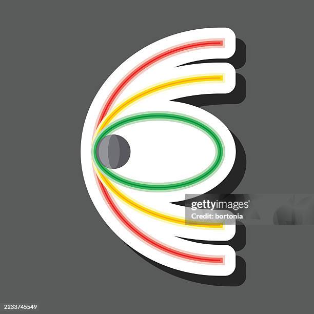orbital trajectory sticker icon - catapult stock illustrations