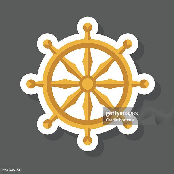 dharma wheel sticker icon - dharmachakra stock illustrations