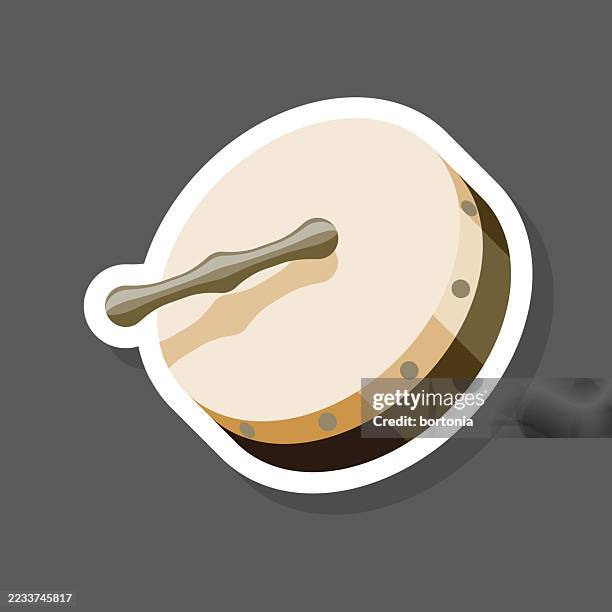 bodhrán sticker icon - celtic music stock illustrations