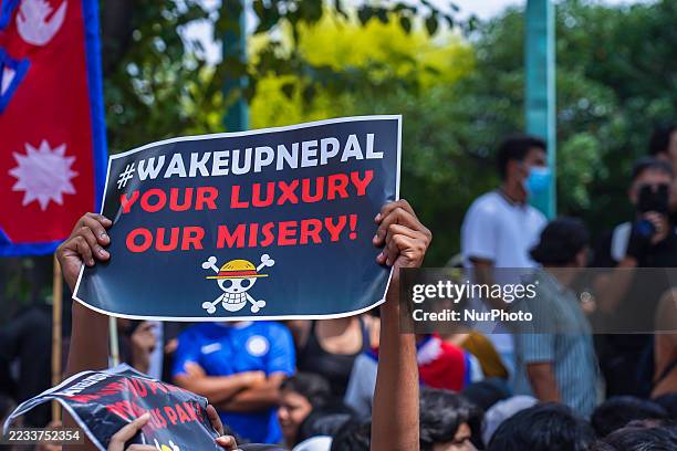 The Gen Z group protests against corruption and the ban on social media platforms by the government in Kathmandu, Nepal, on September 8, 2025.