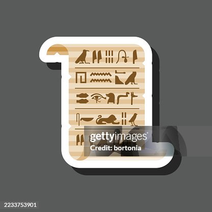 Heiroglyphics on Papyrus Scroll Sticker Icon Heiroglyphics on Papyrus Scroll Sticker Icon