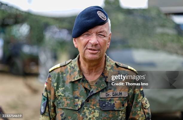 Major General Michael Andreas Traut, Commander of the German Armed Forces Space Command, on September 04, 2025 in Warnemuende, Germany.