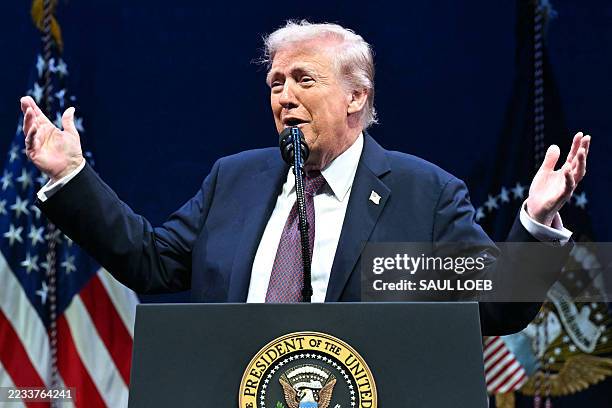 President Donald Trump speaks during a meeting on religious liberty in education at the Museum of the Bible in Washington, DC, on September 8, 2025.