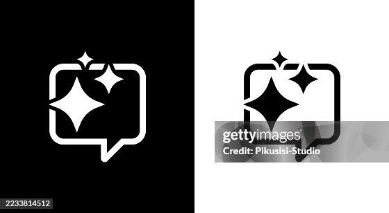AI conversation logo with sparkles, Generate AI user interface. Artificial intelligence icon. AI conversation logo with sparkles, Generate AI user interface. Artificial intelligence icon.