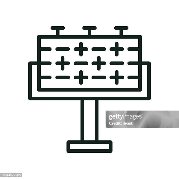 thin line icon for outdoor advertising - electric pole stock illustrations