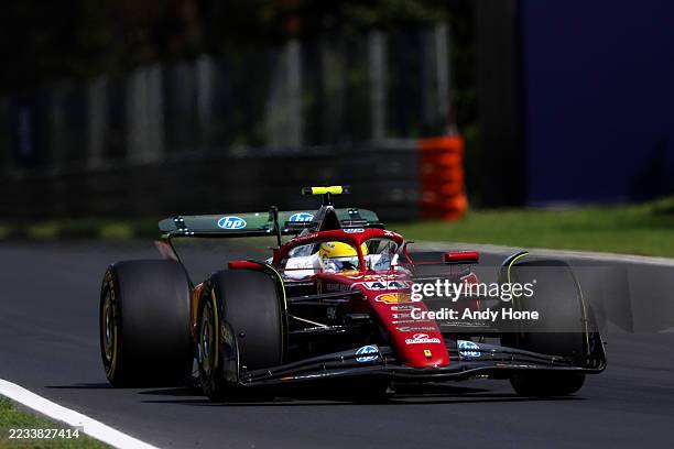 Lewis Hamilton of Great Britain driving the Scuderia Ferrari SF-25 on track during practice ahead of the F1 Grand Prix of Italy at Autodromo...