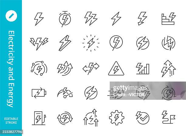 elektrizität und energie icons - line series - elektrizität stock-grafiken, -clipart, -cartoons und -symbole