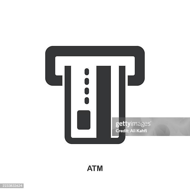 atm glyph solid icon. solid icon that can be applied anywhere, simple, pixel perfect and modern style. - using debit card stock illustrations