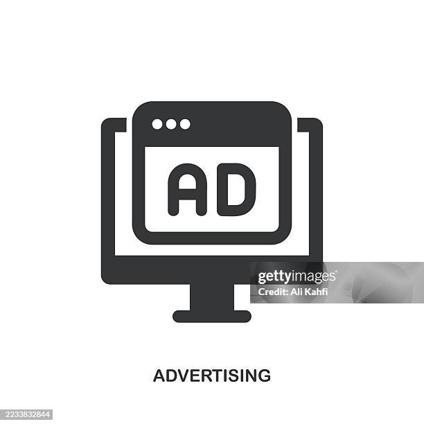advertising glyph solid icon. solid icon that can be applied anywhere, simple, pixel perfect and modern style. - ad icon stock illustrations