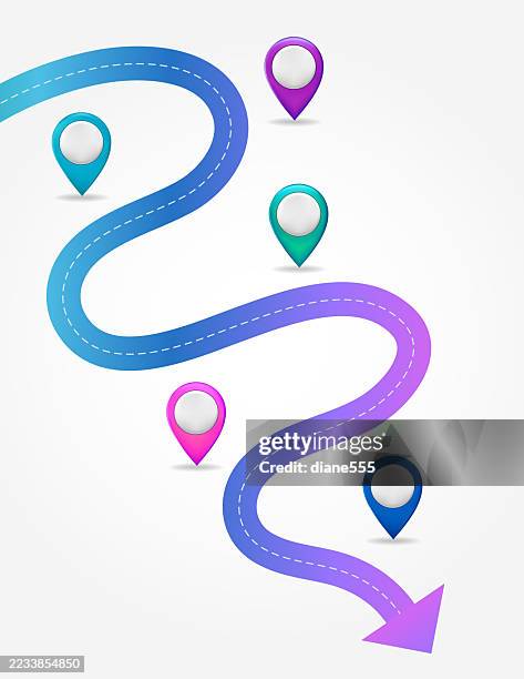 ilustrações de stock, clip art, desenhos animados e ícones de business roadmap infographic timeline in bright colors - mapa de ruas