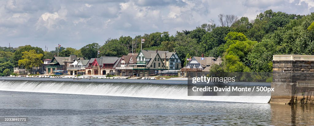 Picturesque Riverfront with Historic Boathouses and Lush Trees,Philadelphia,United States,USA
