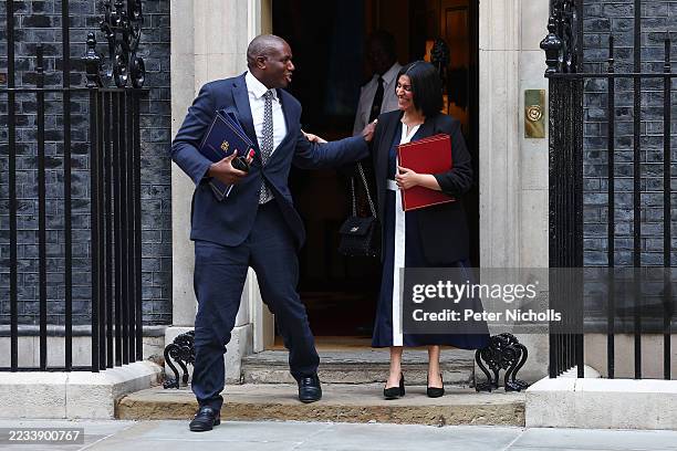 Justice Secretary David Lammy and Home Secretary Shabana Mahmood leave following a cabinet meeting at Downing Street on September 9, 2025 in London,...