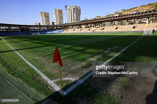 Yerevan , Armenia - 9 September 2025; A general view of the pitch near the corner flag before the FIFA World Cup 2026 Group F qualifying match...