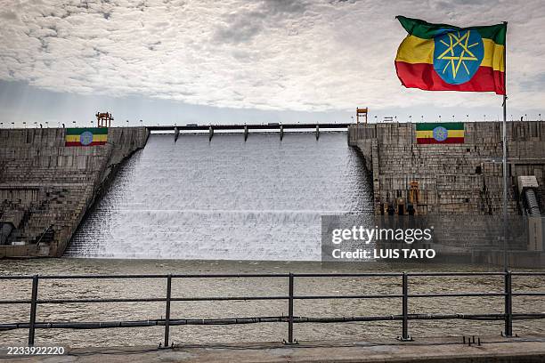 General view of the Grand Ethiopian Renaissance Dam during its official inauguration ceremony in Guba, on September 9, 2025. Ethiopia inaugurated the...
