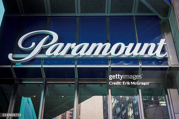 Sign at the main entrance to Paramount Studios in Midtown Manhattan.