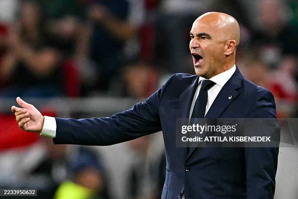 Portugal's Spanish coach Roberto Martinez gestures during the 2026 World Cup qualifiers Europe zone group F football match between Hungary and...