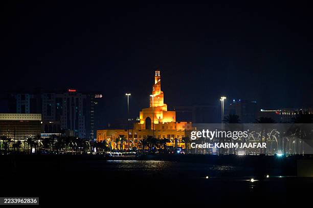 Picture shows a nightly view of the seafront corniche in Doha on September 9, 2025. World leaders, including the US President, sharply criticised...