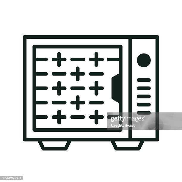 thin line icon for microwave - cooking timer stock illustrations