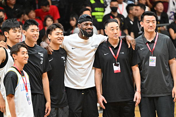 Star LeBron James attends an exchange activity during his 2025 China Tour on September 5, 2025 in Chengdu, Sichuan Province of China.